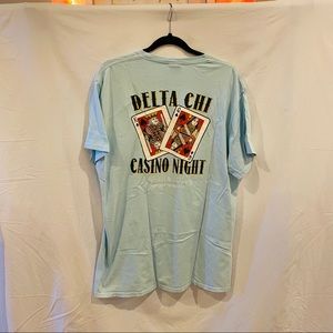 Delta Chi Light Blue Fraternity Pocket T-shirt L